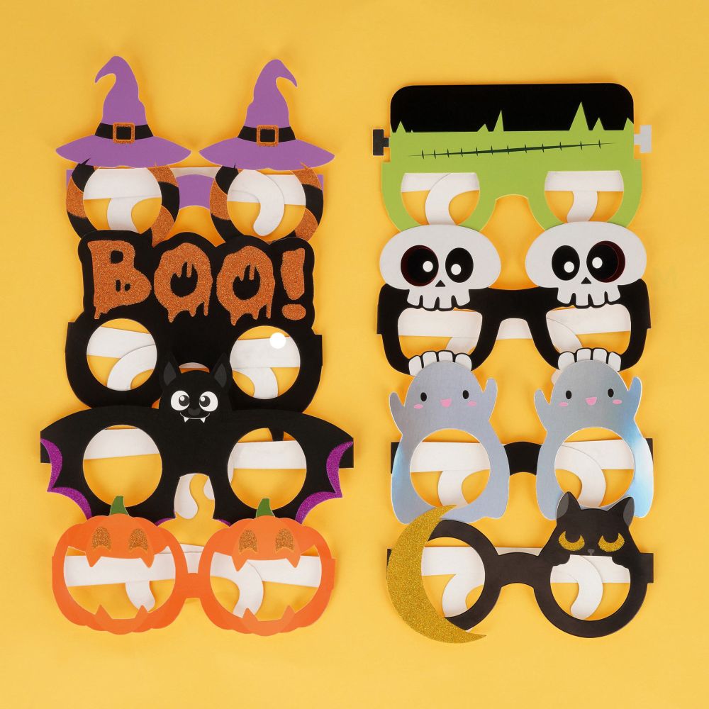 Pappersglasögon, set med 8 halloweenmotiv - 3