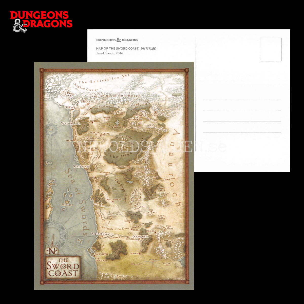 MAP OF THE SWORD COAST 2014 - Postcard - Jared Blando - D&D - 299 - 2
