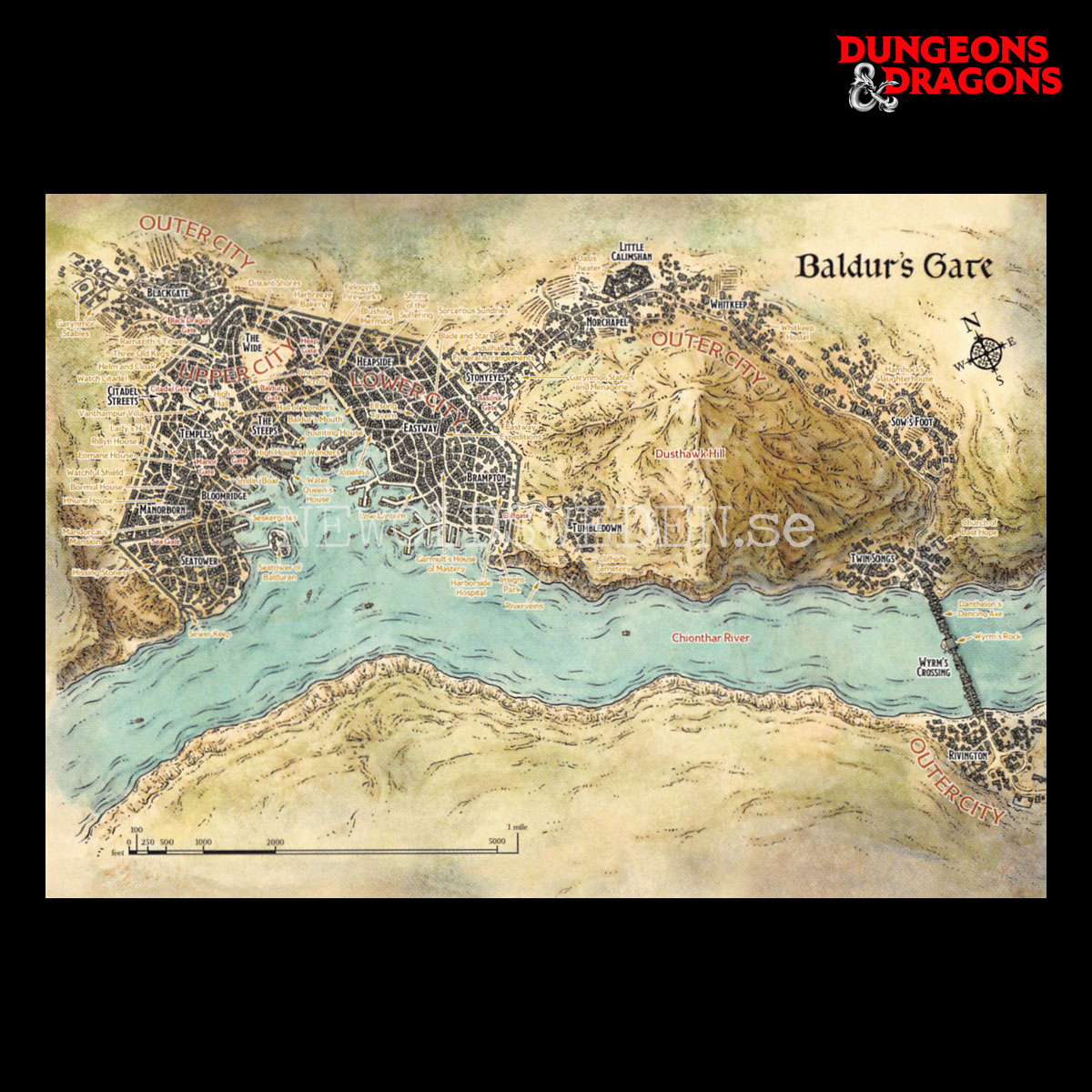 BALDUR´S GATE GAZETTEER MAP 2019 - Postcard - Mike Schley - D&D - 299