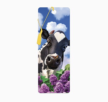 Bokmärke 3D Nyfiken Ko