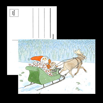 Egon och julgubben Vykort - Catarina Kruusval - 735