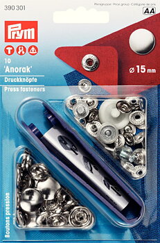Tryckknappar - Anorak "Silver" 15 mm