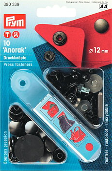 Tryckknappar - Anorak "Svart" 12 mm