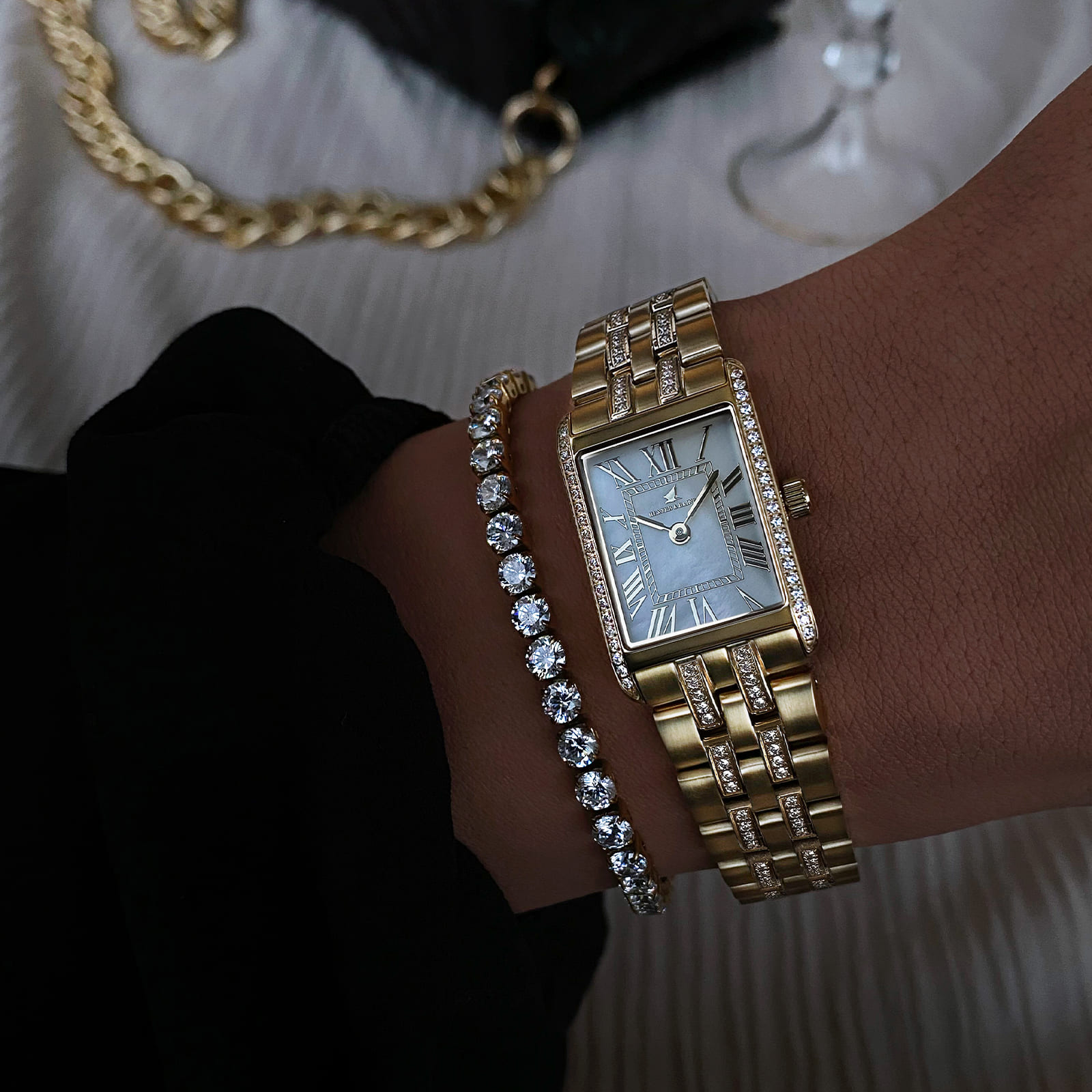 Gala Duo, Pavé, Gold & Pearl - 10