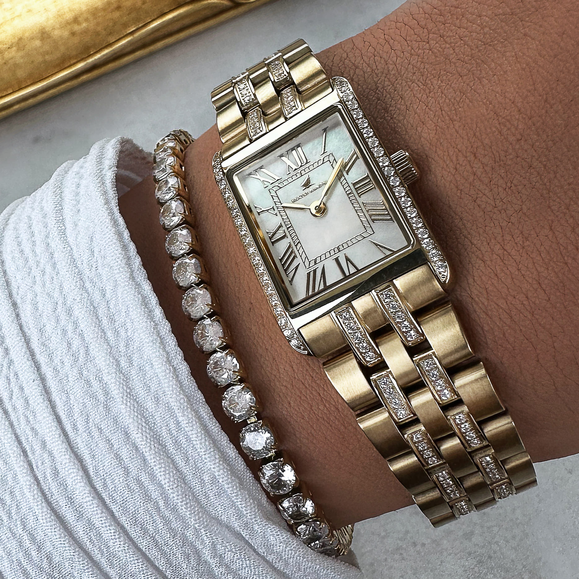 Gala Duo, Pavé, Gold & Pearl - 9