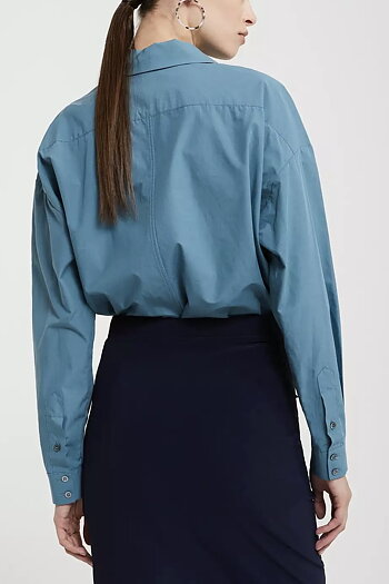 OttodÁme - Flared Popeline Shirt Marea