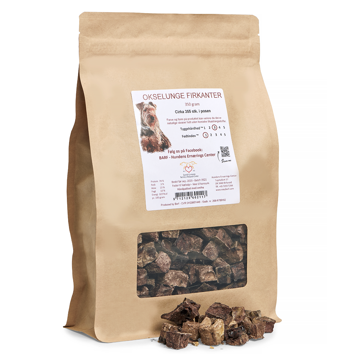Barf Oxlunga fyrkanter 350 g
