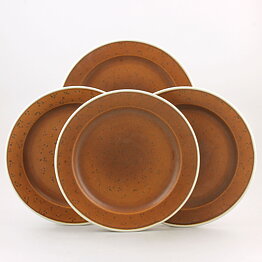 Stig Lindberg (Coq 1966) Four Brown Sturdy Plates 24 cm
