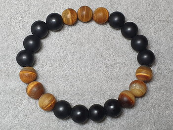 Armband 10mm matt tigeröga och matt svart onyx