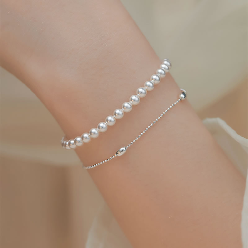 Armband Double Layers Silver & Pearls