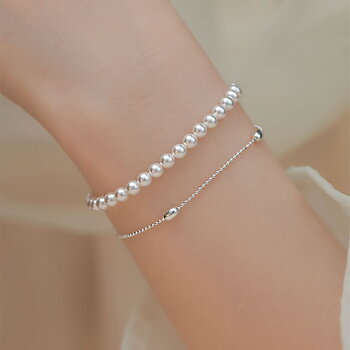 Armband Double Layers Silver & Pearls