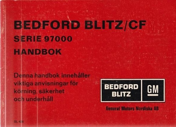 1977 Bedford Blitz / CF Serie 97000 Handbok