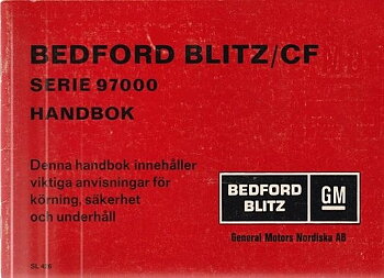 1977 Bedford Blitz / CF Serie 97000 Handbok