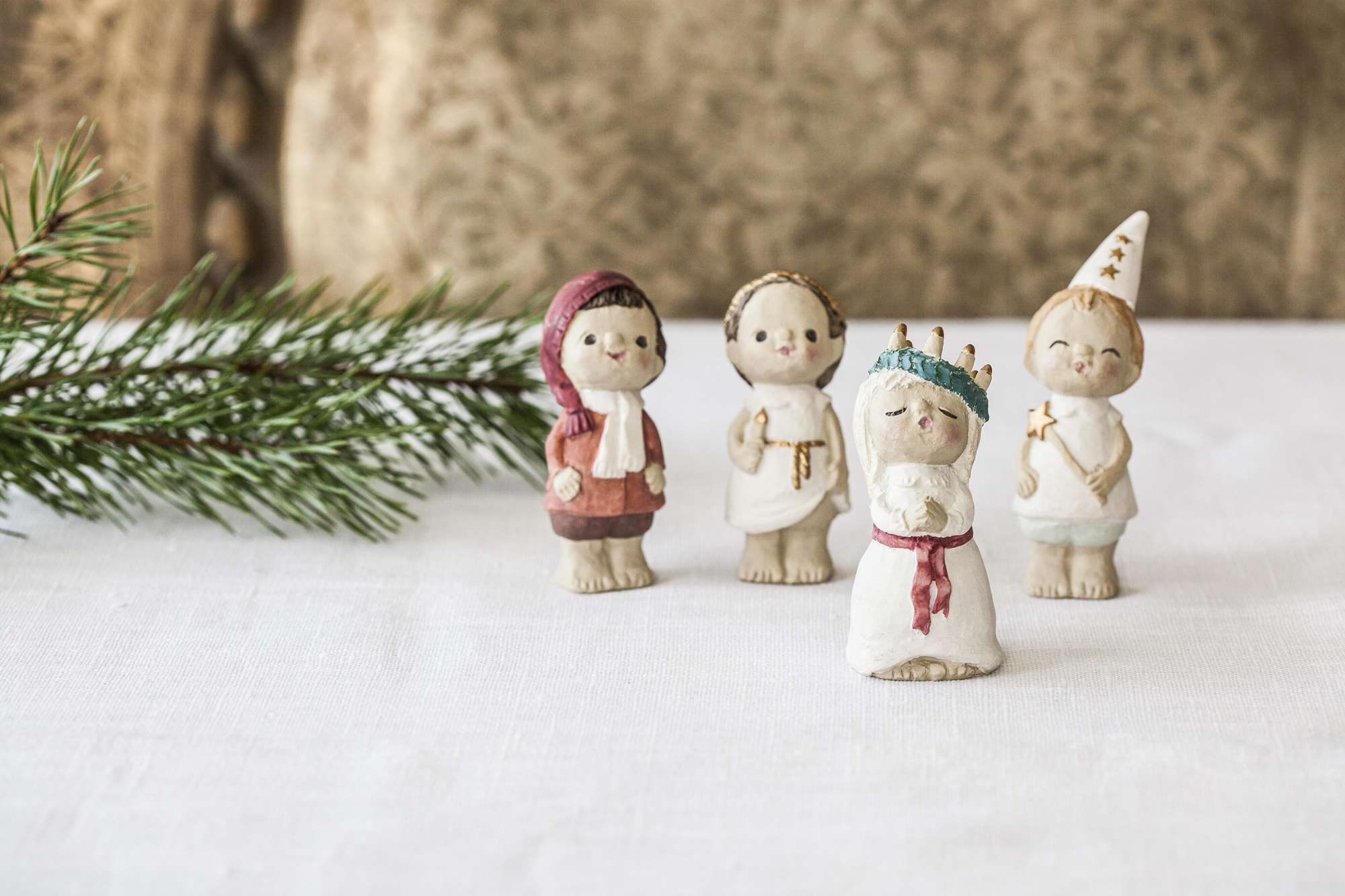 Lucia procession - Lussebarn 4-pack 6-8 cm - 3