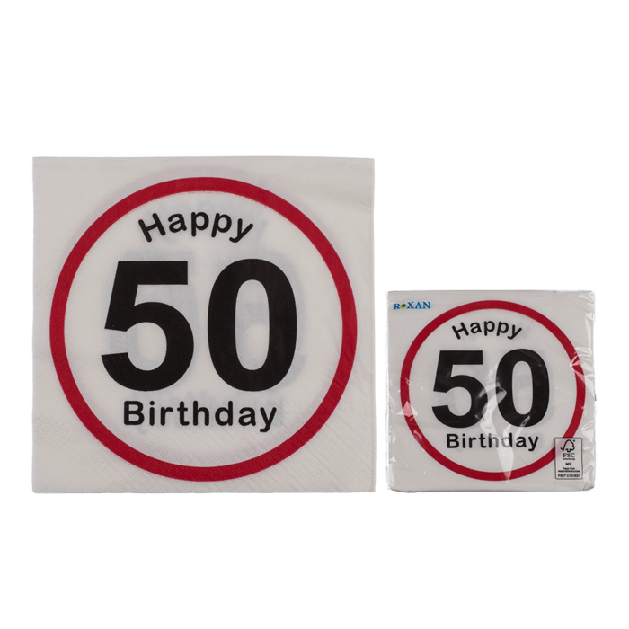 Paperiset lautasliinat Happy Birthday 50 