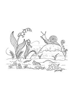 Färgläggningsbild "Snigel på sten" (Digital produkt)
