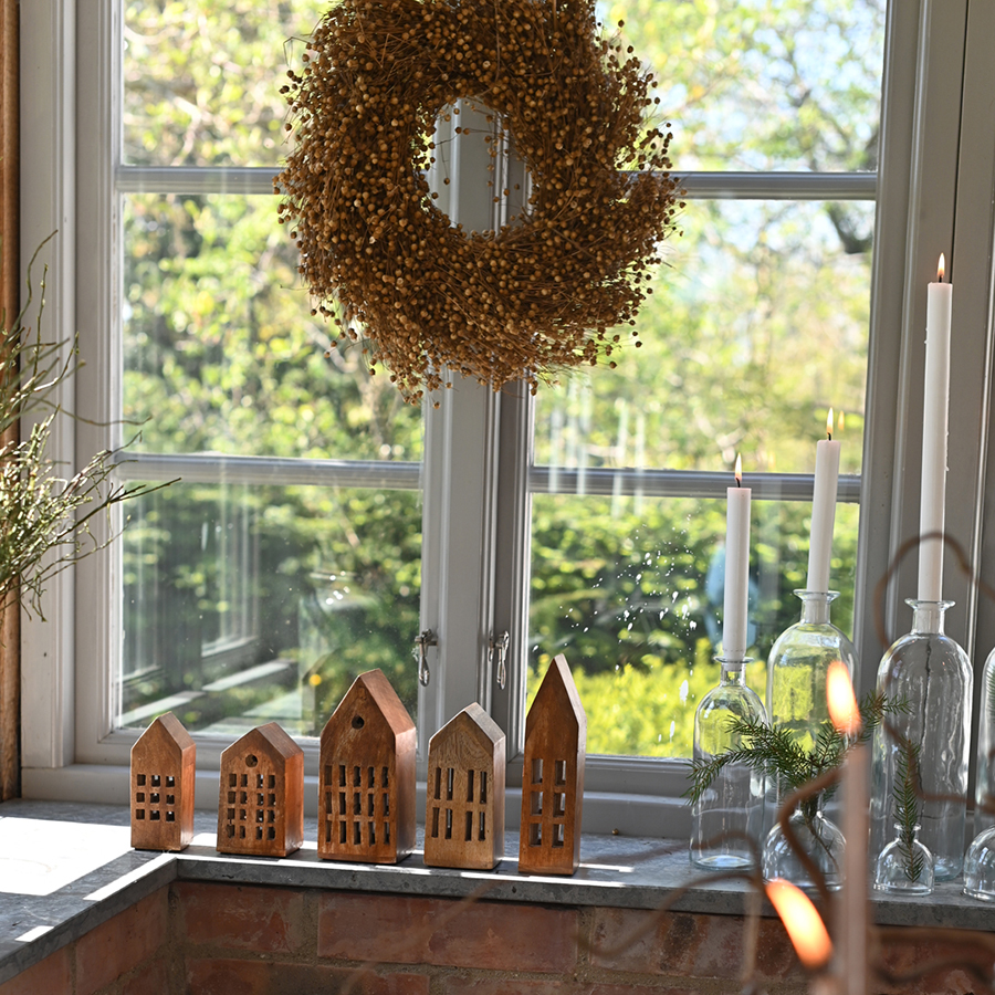 House - Wooden house - Wood - Brown - 17.5x7.5 cm - 5