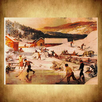 SKOLPLANSCH - Vinteraktivitet - Nils Asplund - Vykort A5