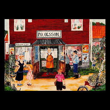 Anne Eskola - Gladköping - P.O. Olsson Handelsbod -  Vykort A5
