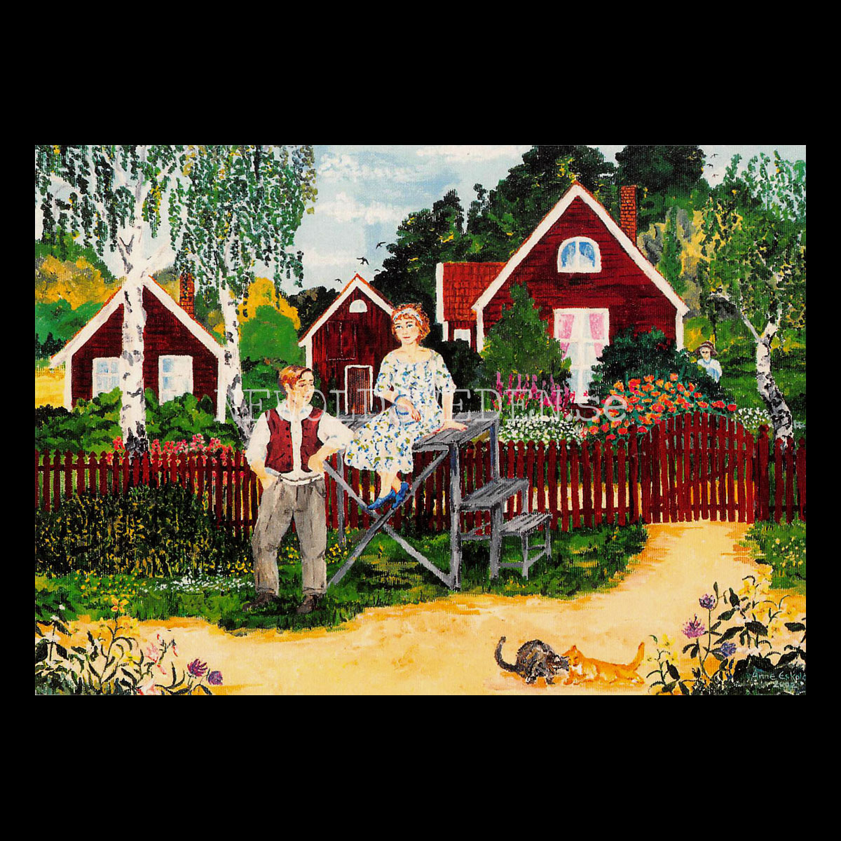 Anne Eskola - Gladköping - Kurtis vid mjölkpallen - Vykort A5