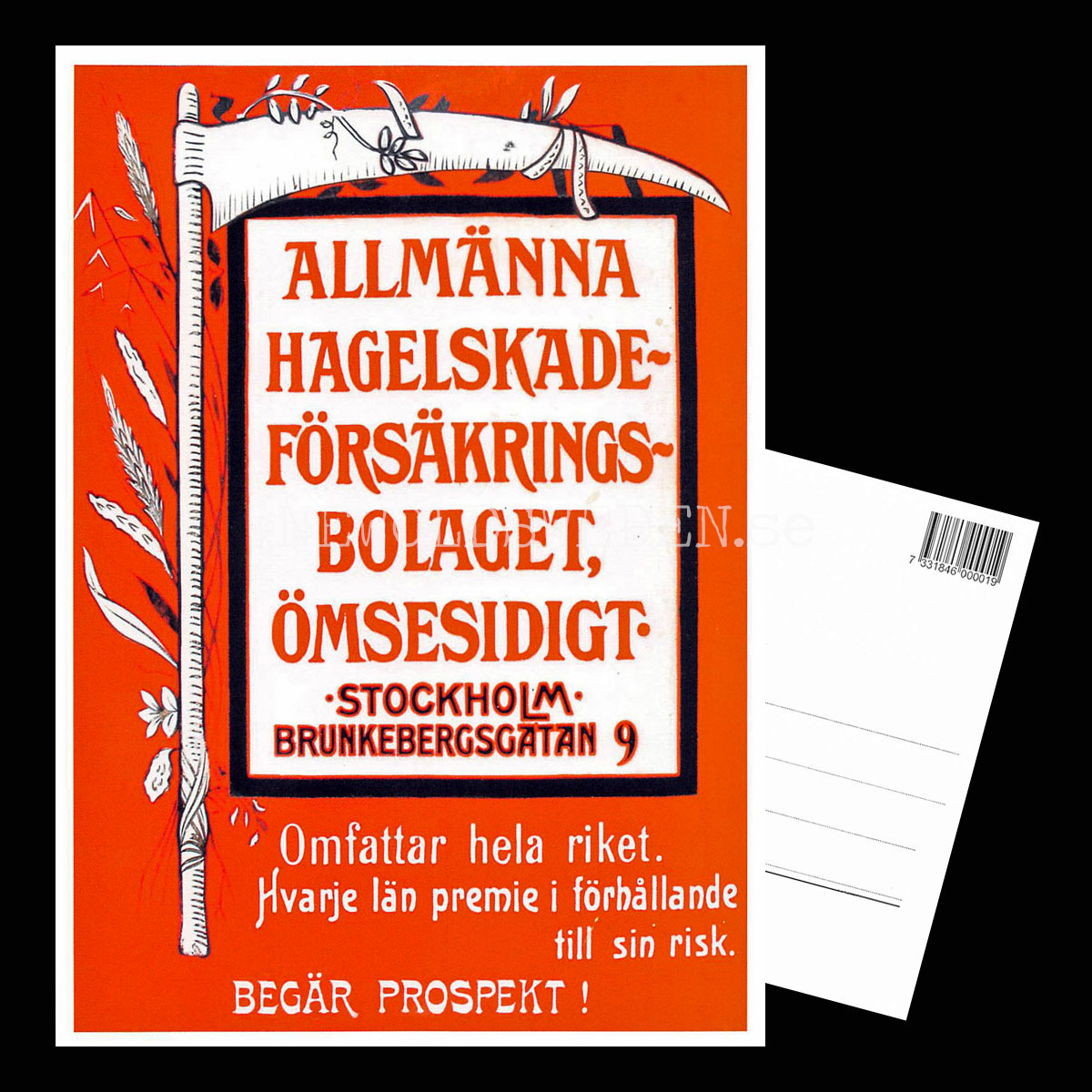 ALLMÄNNA HAGELSKADEFÖRSÄKRINGSBOLAGET ÖMSESIDIGT STOCKHOLM - Vykort A5 - 3