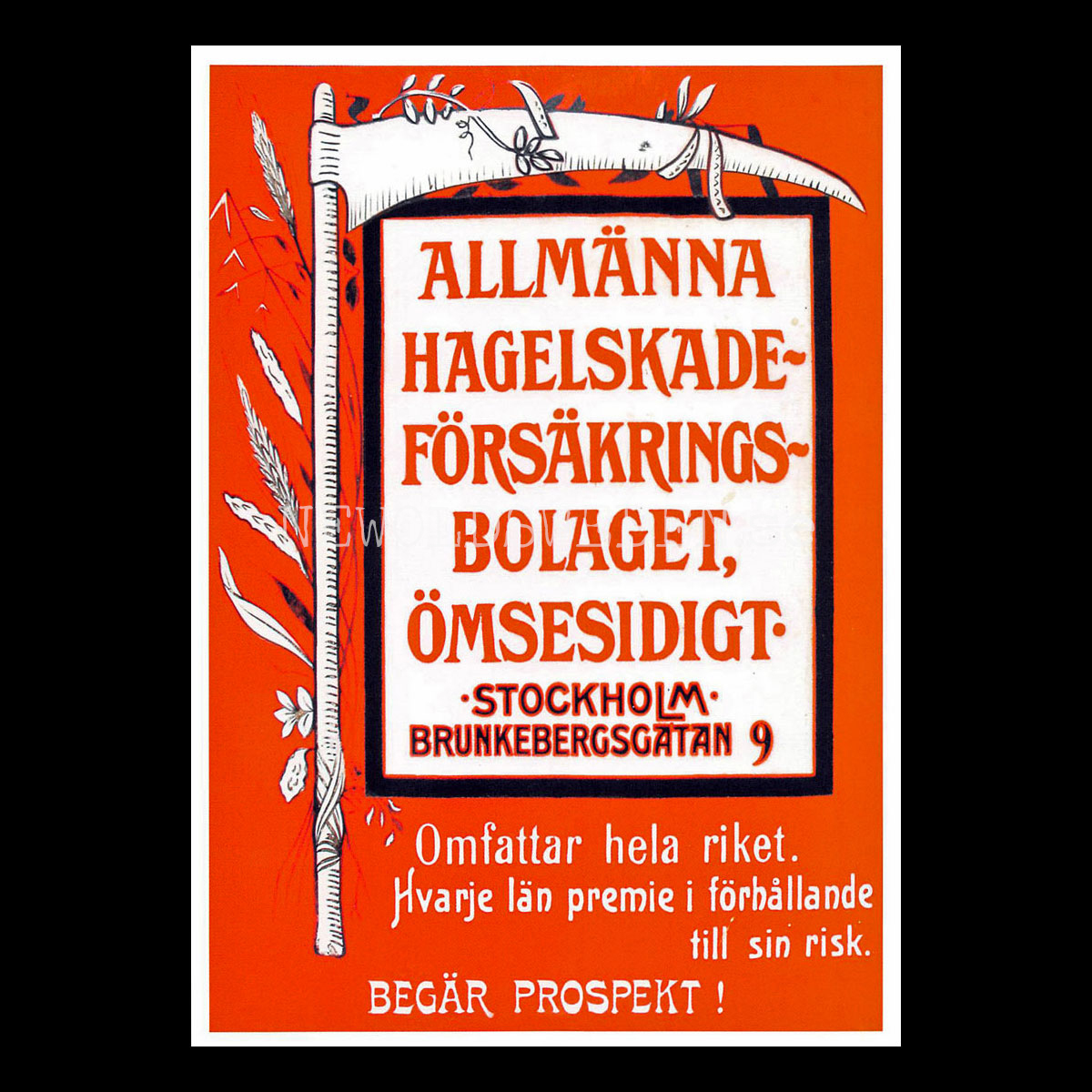 ALLMÄNNA HAGELSKADEFÖRSÄKRINGSBOLAGET ÖMSESIDIGT STOCKHOLM - Vykort A5