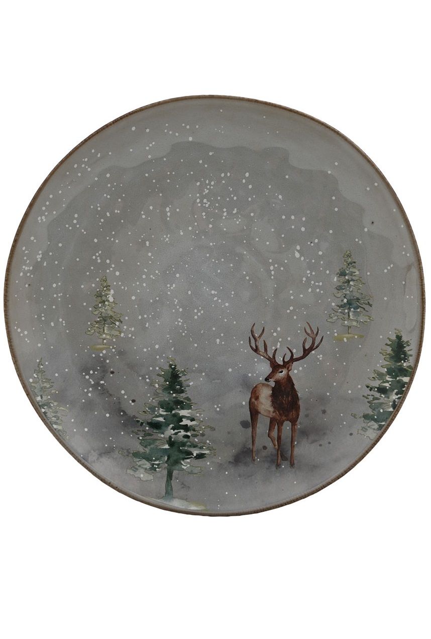 Tallrik - Winter/Hjort - Stengods - 1 st - Ø28 cm - 2