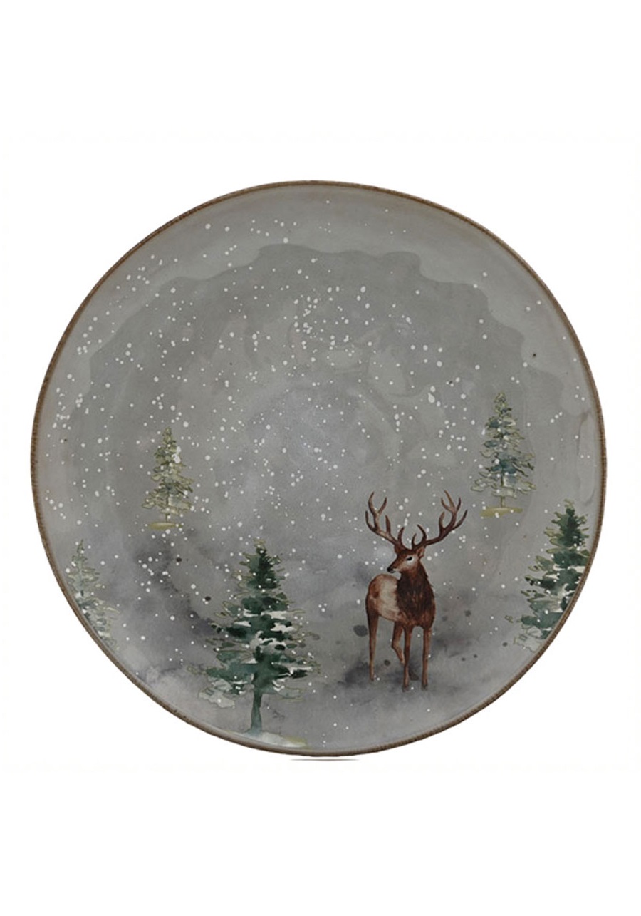 Plate - Winter/Deer - Stoneware - 1 pc - Ø21 cm - 3