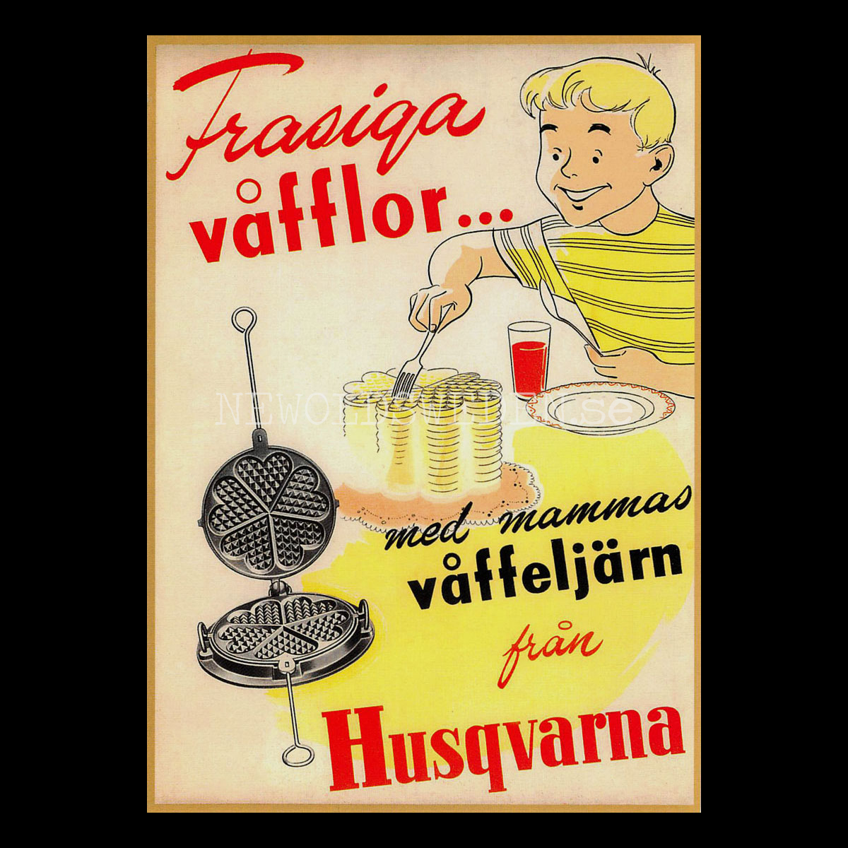 HUSQVARNA Frasiga våfflor . . med mammas våffeljärn från HUSQVARNA - Vykort A5