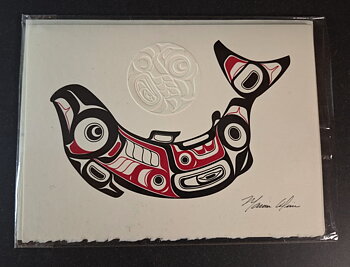 "Salmon" Konst Vykort av Marvin Oliver-Quinault och Isleta-Pueblo 