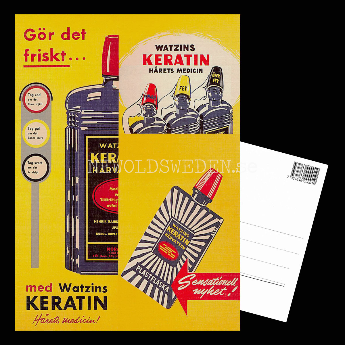 GAHNS - WATZINS KERATIN HÅRVATTEN - HÅRETS MEDICIN  - Vykort A5 - 3