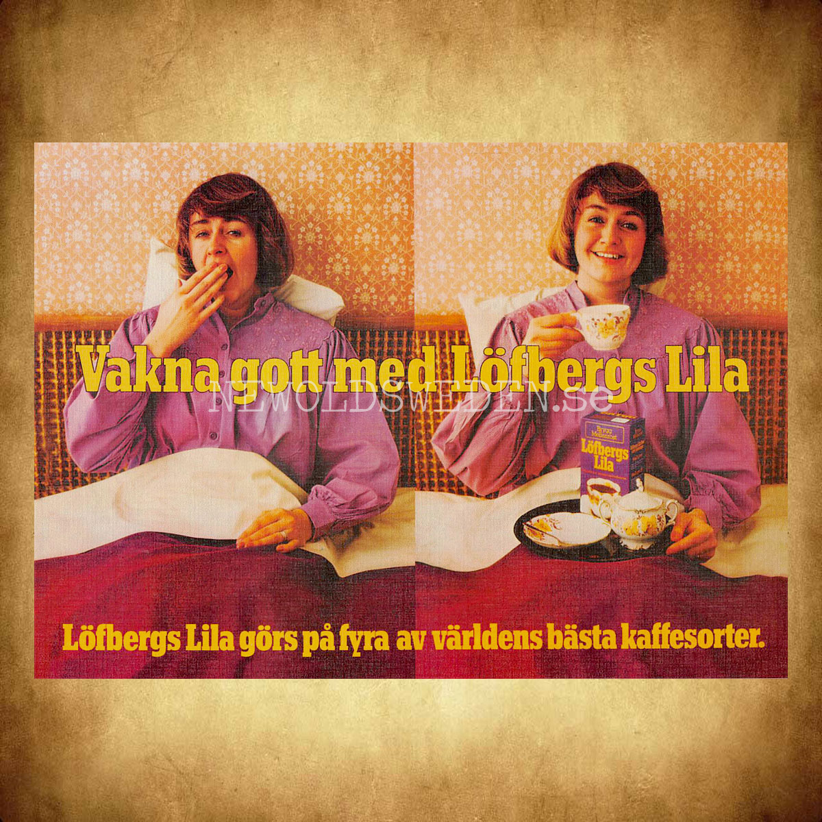 LÖFBERGS LILA  - Vakna gott med LÖFBERGS LILA KAFFE KARLSTAD - Vykort A5 - 2