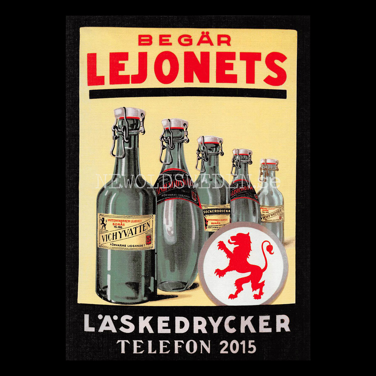LEJONETS LÄSKEDRYCKER BORÅS - VICHYVATTEN, ENGLISH SODA WATER, SOCKERDRICKA - Vykort A5