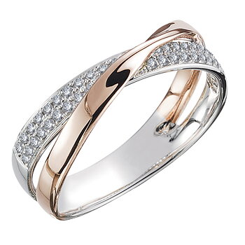 Ring  med Cubic Zirconia och i 925 Sterling Silverplätering och 18K Roséguldplätering