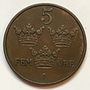 5 öre 1909 stort kors 1/1+