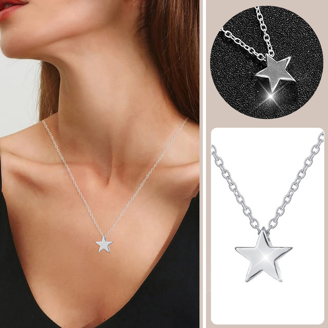 Halsband "Lonely Star" 8 mm i 925 Sterling Silverplätering - 3