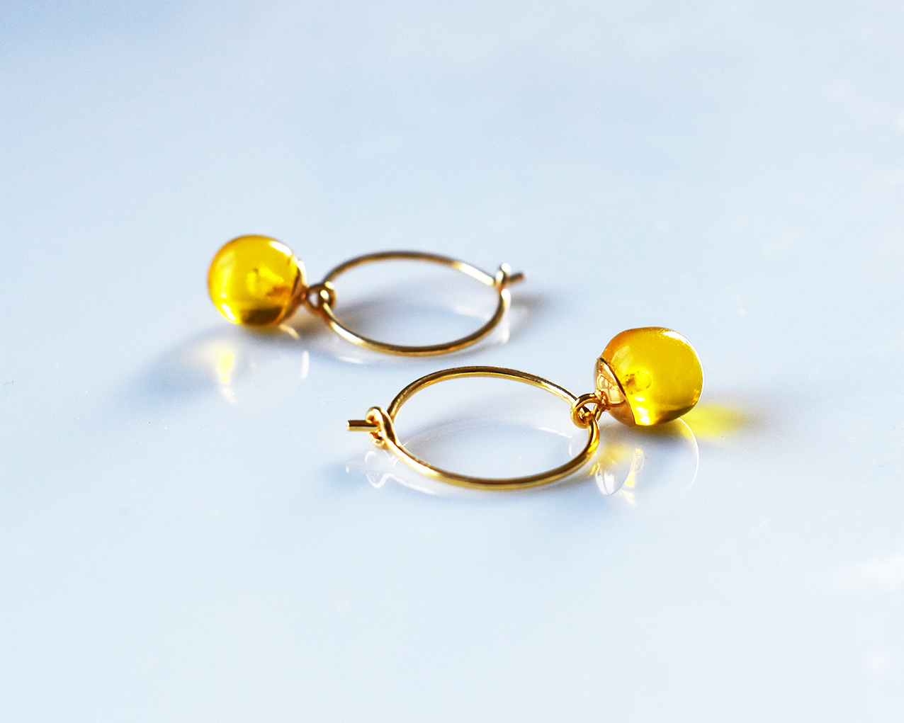 SVALÖ HONEY - yellow earrings gold plated 15 mm - 3