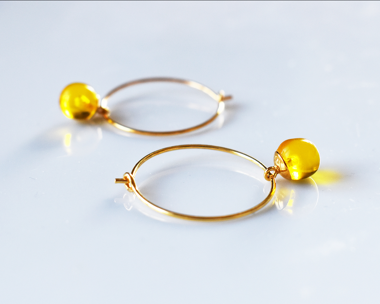 SVALÖ HONEY - yellow earrings gold plated 25 mm - 3