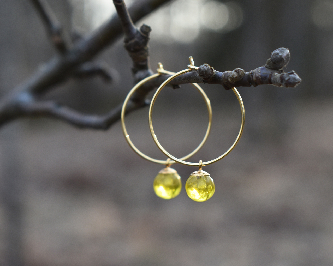 SVALÖ HONEY - yellow earrings gold plated 25 mm - 2