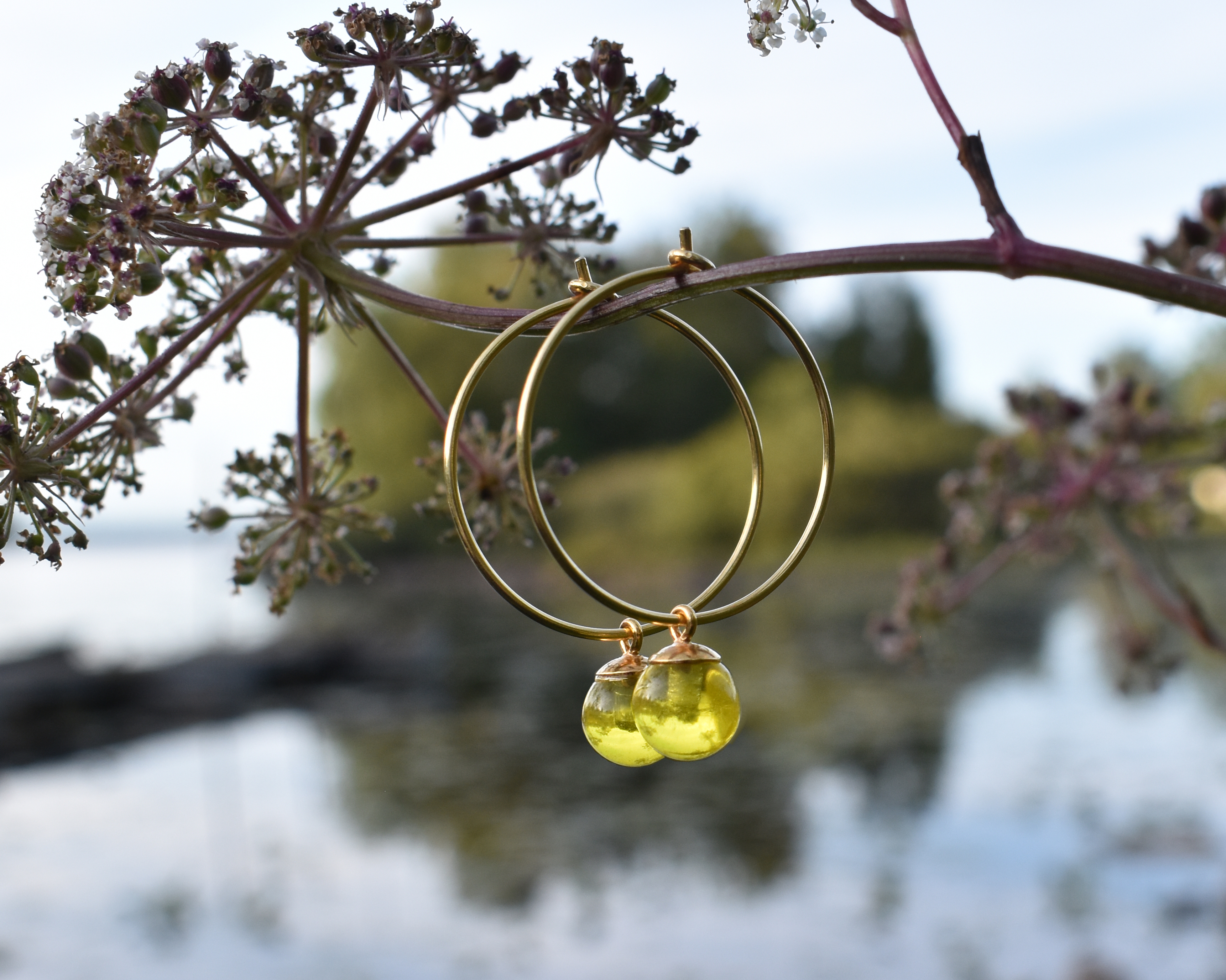 SVALÖ HONEY - yellow earrings gold plated 25 mm