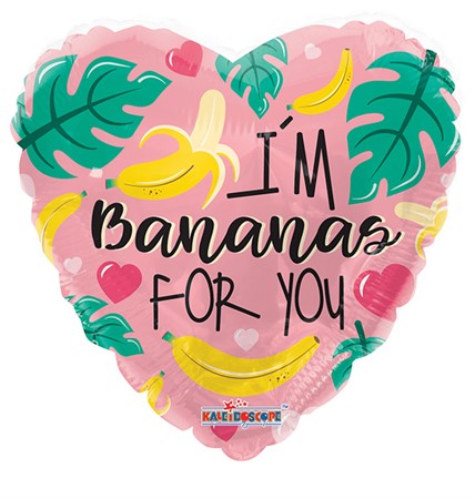 Foil Balloon Heart I'm Bananas For You 46cm