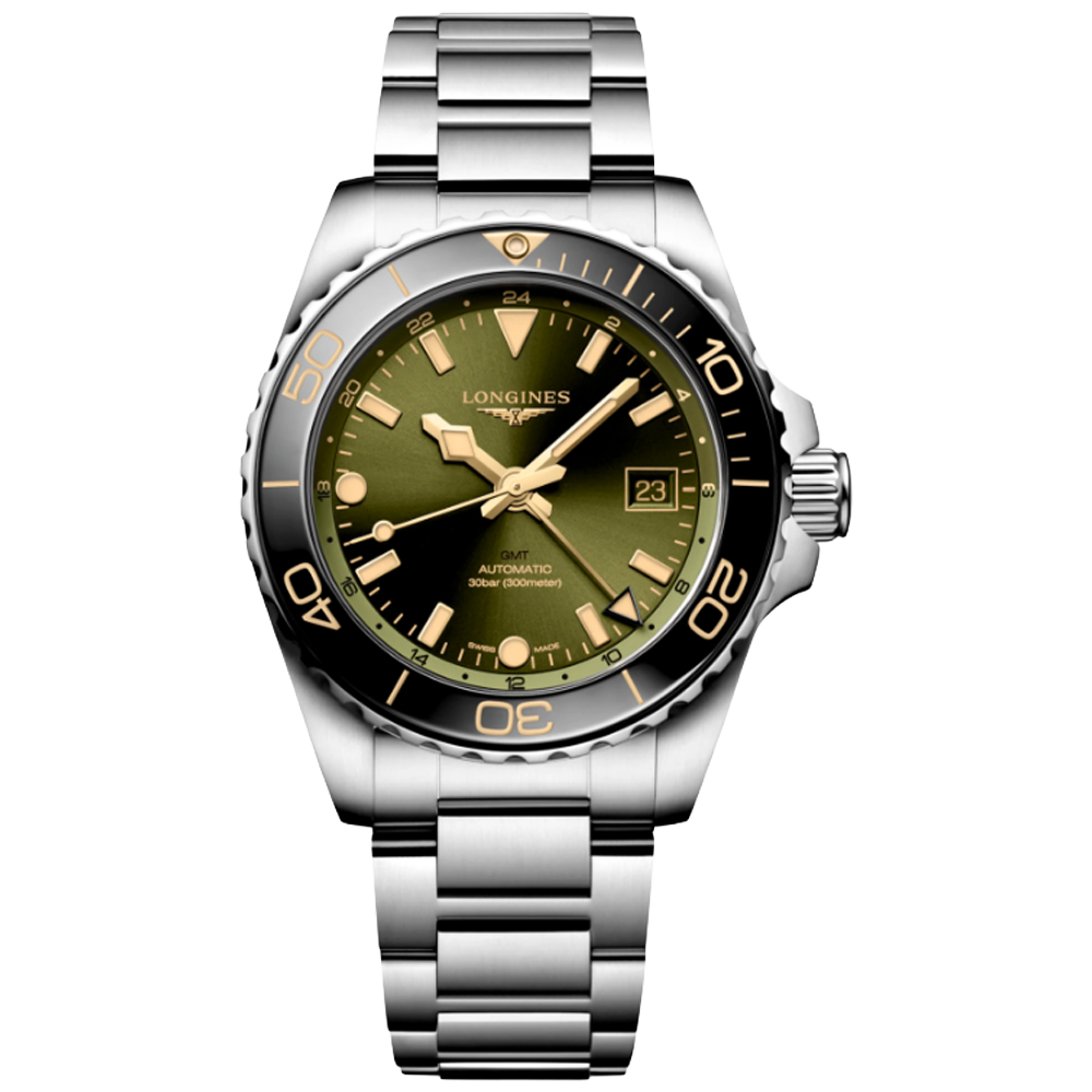 L3.790.4.06.6 Longines Hydroconquest GMT 41 grön 