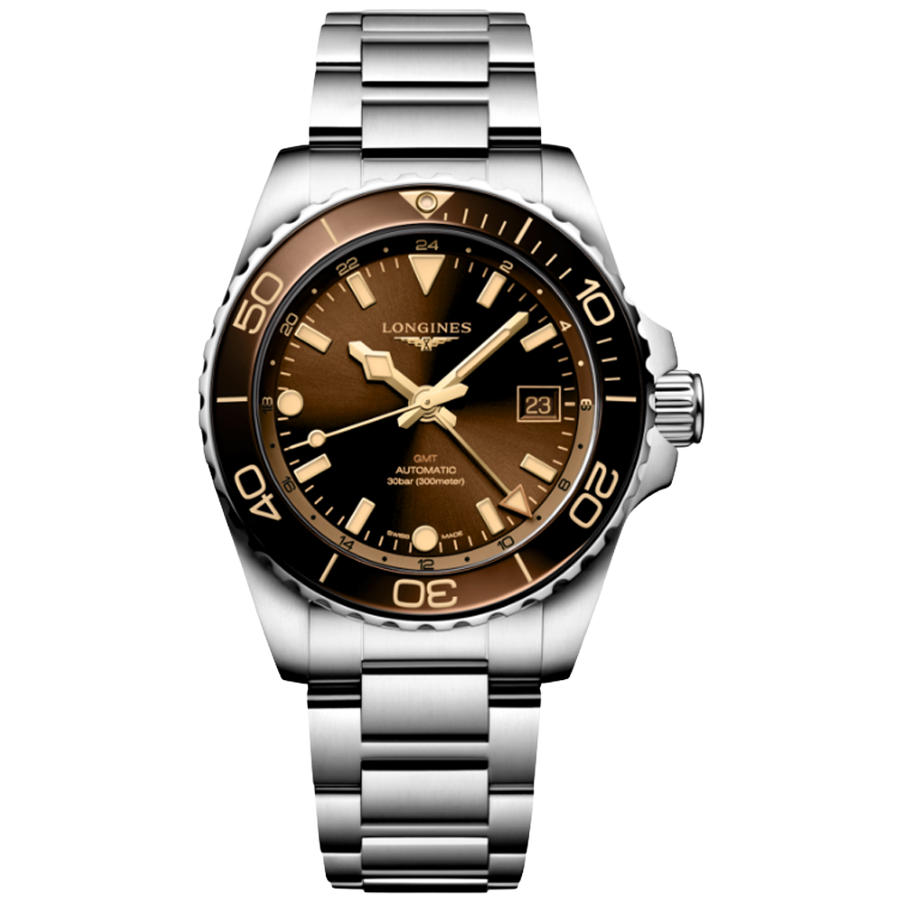 L3.790.4.66.6 Longines Hydroconquest GMT 41 guld brun