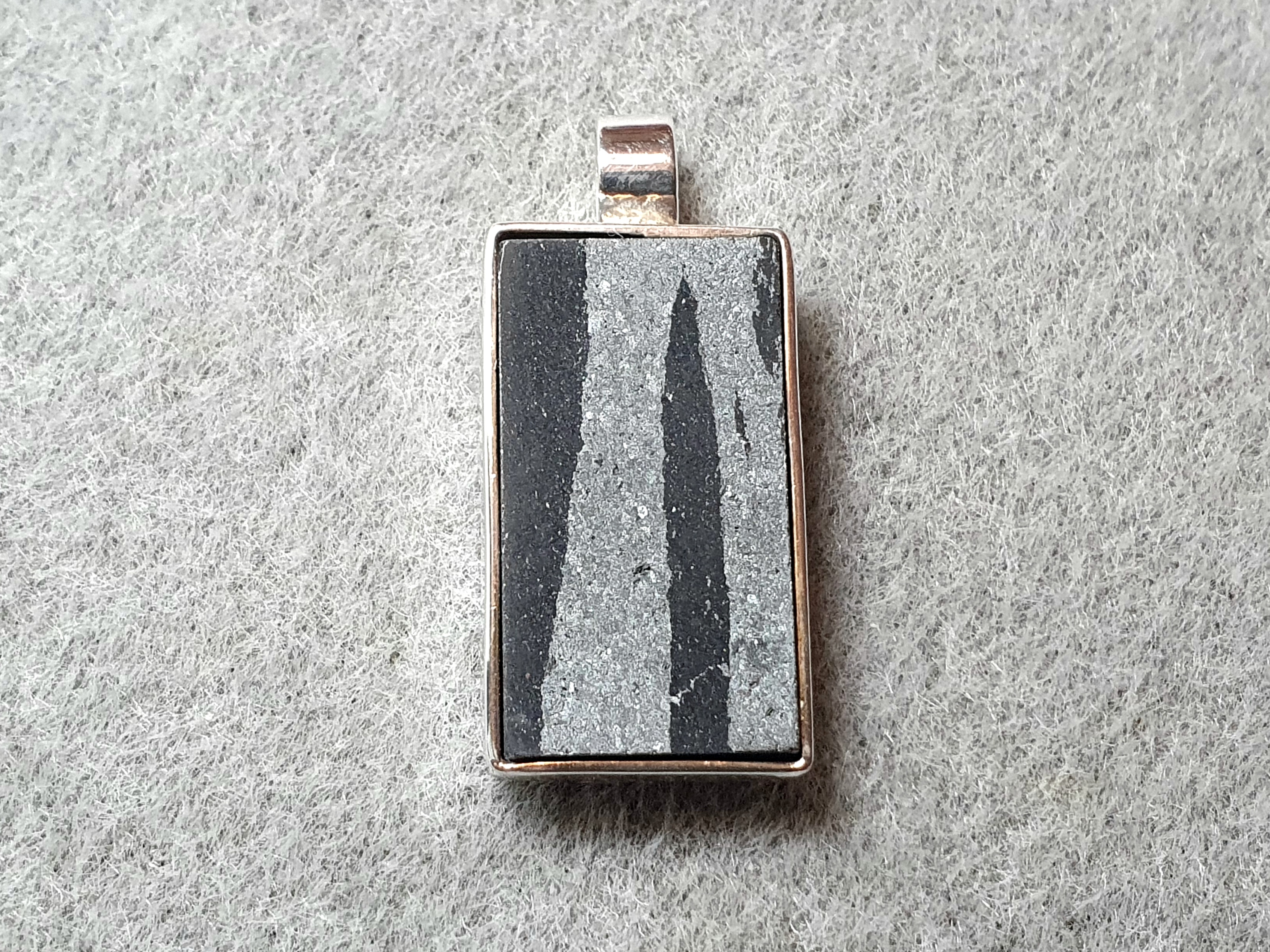 Pendant rectangular with Swedish banded hematite, 925-silver