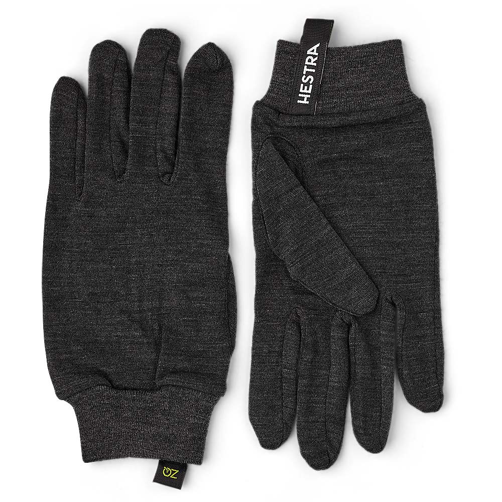 Hestra Gloves - Merino Wool Liner Active - 5 Finger Charcoal