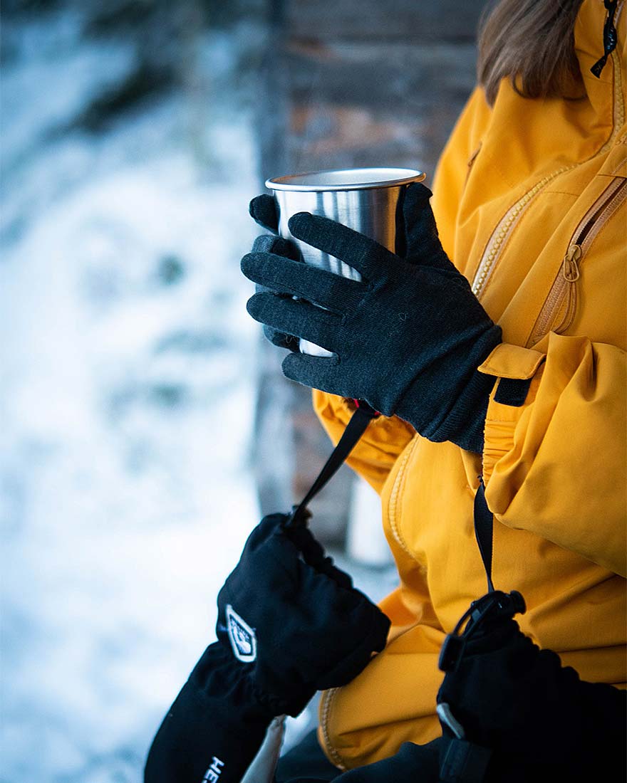 Hestra Gloves - Merino Wool Liner Active - 5 Finger Charcoal - 3