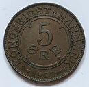 Danmark 5 öre 1907 1+/01