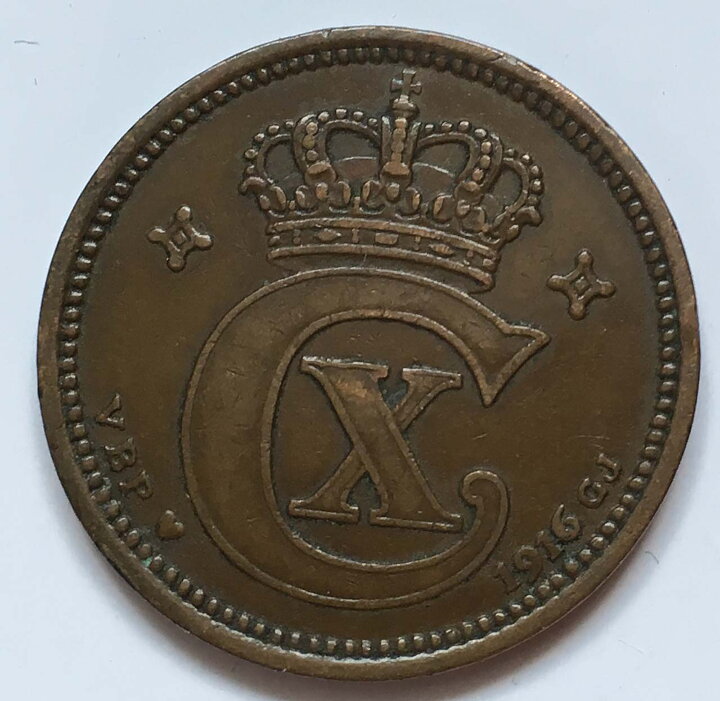 Danmark 5 öre 1916 1+