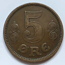 Danmark 5 öre 1916 1+