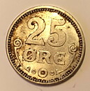 Danmark 25 öre 1916 god 01 patina